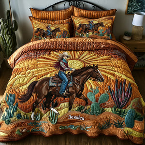 Desert Sunset Cowgirl Quilt Bedding Set Special Line - Personalized Gifts For Cowgirl 05nalu191225-Homacus
