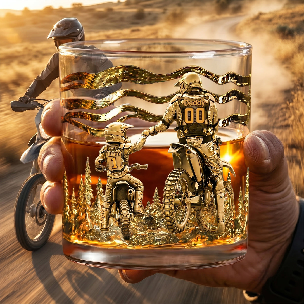 Dad Dirt Bike Round Glass - Personalized Gifts For Dad 05tglu140526-Homacus