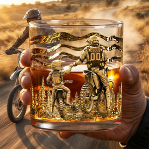 Dad Dirt Bike Round Glass - Personalized Gifts For Dad 05tglu140526-Homacus