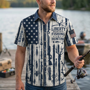 Proud American Heritage Hawaiian Dad Shirt, Personalized Gifts For Fishing & Hunting Lovers 03qhtn270526-Homacus