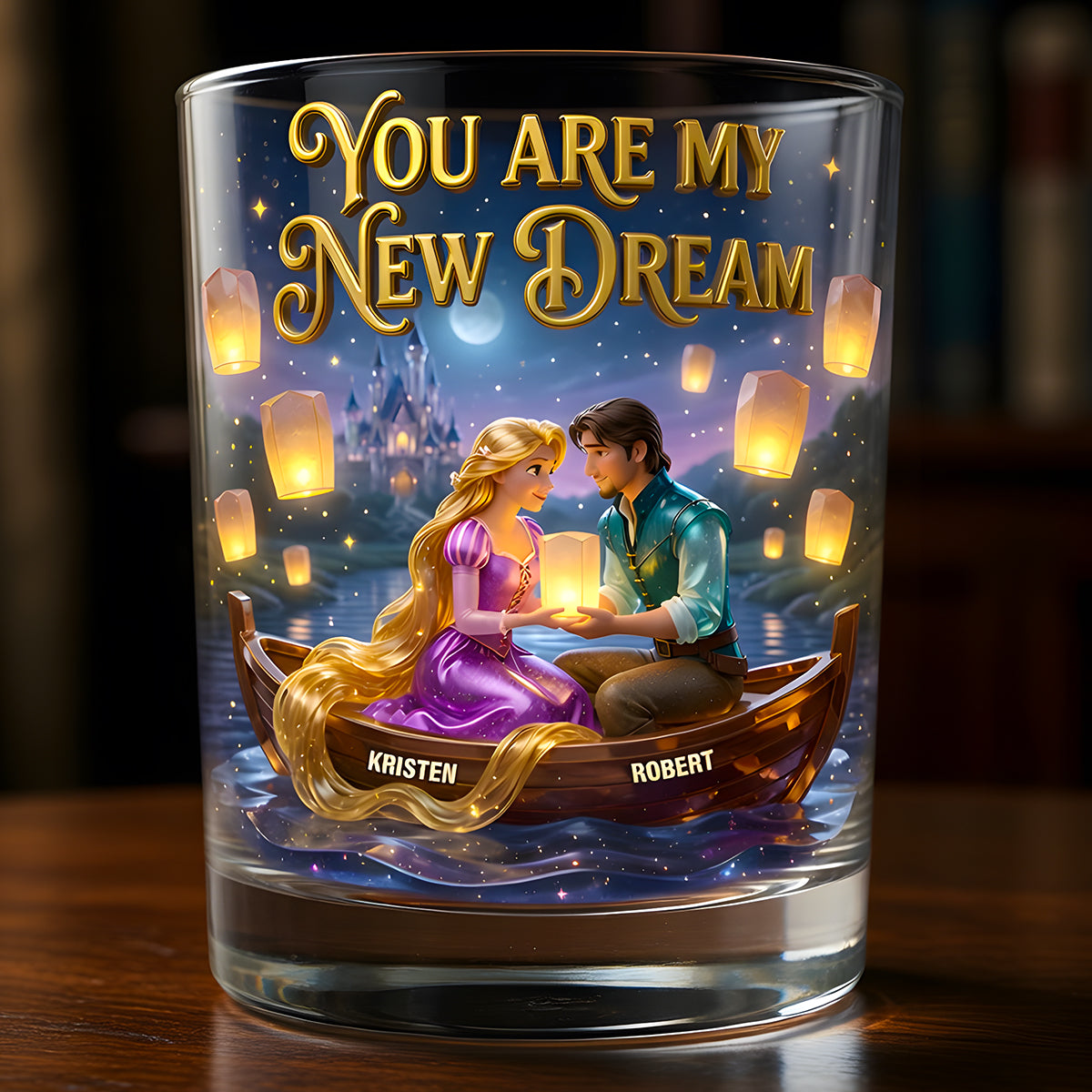 Fairytale Couple 11oz Round Glass - Personalized Gifts For Couple Glass 04TYDT160626-Homacus