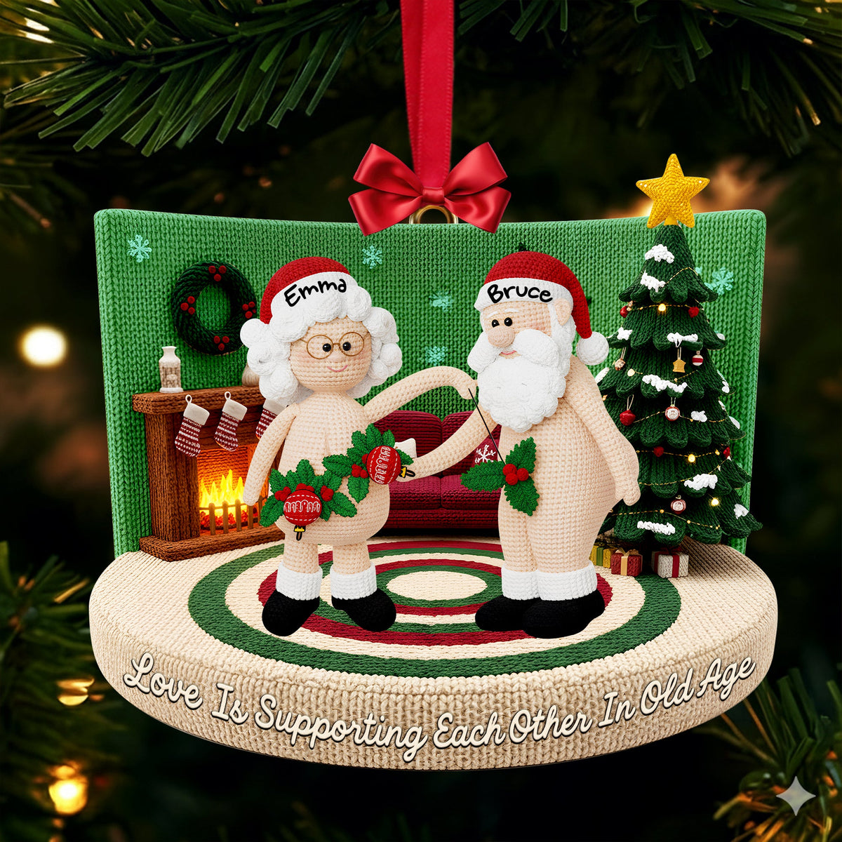 Funny Crochet Old Couple Ornament - Personalized Gifts For Couples 05NALU231025-Homacus