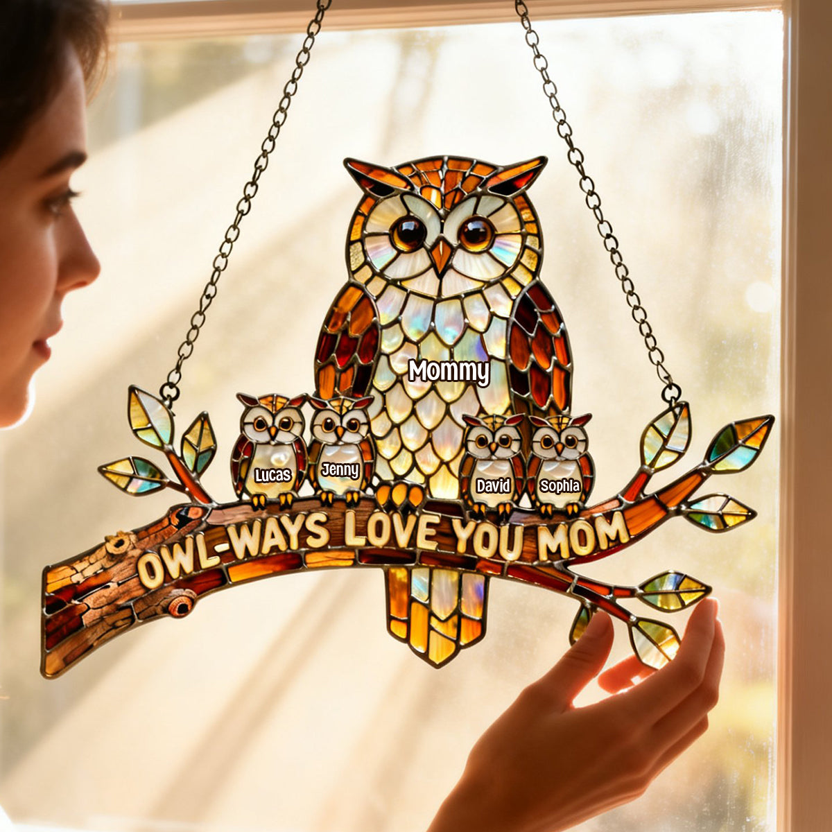 Owl-ways Love You Mom Suncatcher Ornament - Personalized Gifts For Mother's Day 03hytn110226-Homacus