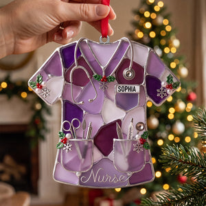 Sea Glass-Style Nurse Scrub Christmas Ornament - Personalized Christmas Gift For Nurse 01pgtn141026-Homacus