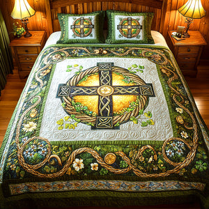 Gifts For Christian Quilt Bedding Set Special Line - St. Patrick's Edition, Celtic Cross 01tgqn180125-Homacus
