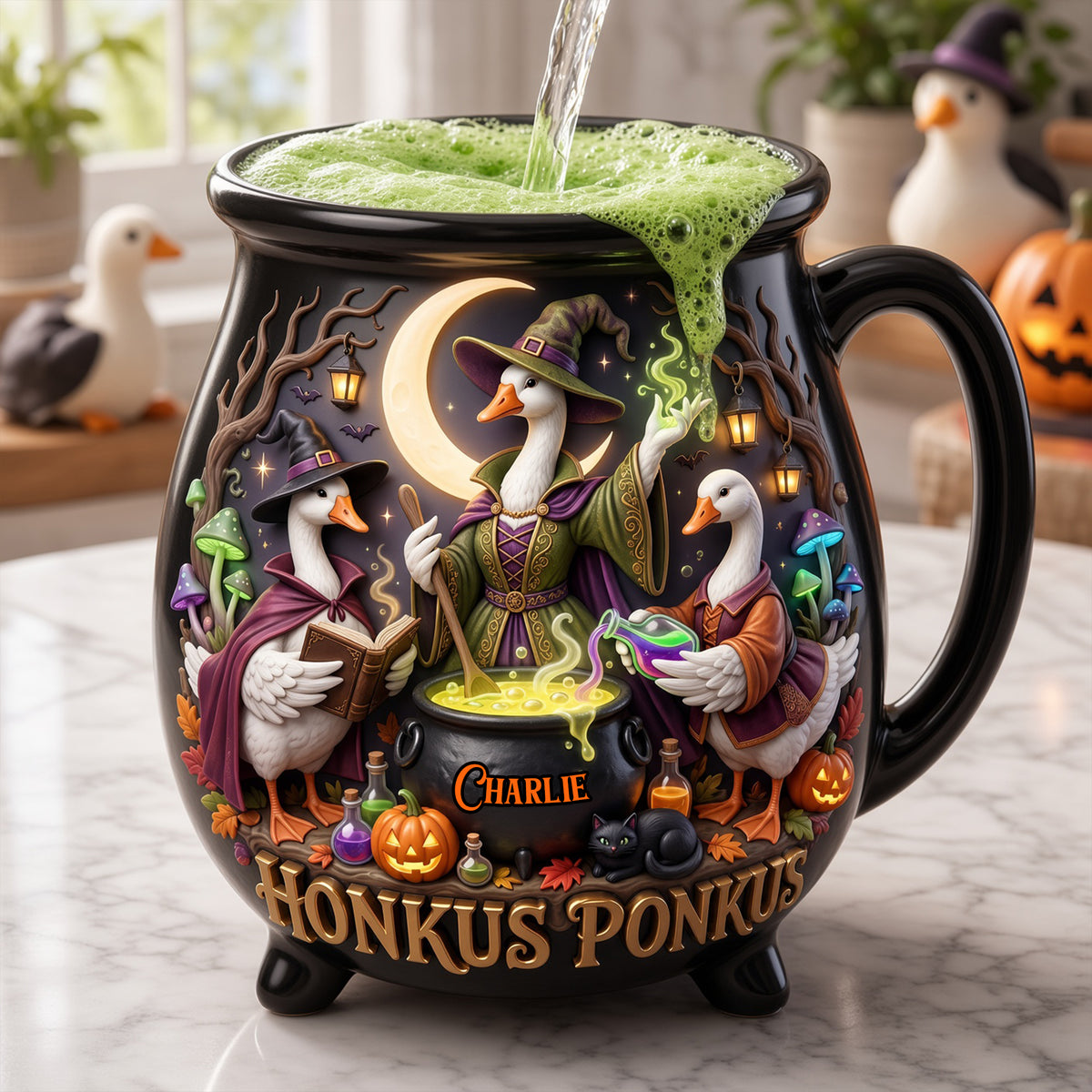 Funny Goose Cauldron Mug - Personalized Gifts For Halloween 04tolu180826-Homacus