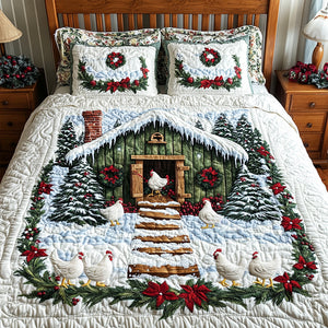 Farmhouse In Snow Quilt Bed Set - Gifts For Chicken Lovers 03tgqn080825-Homacus