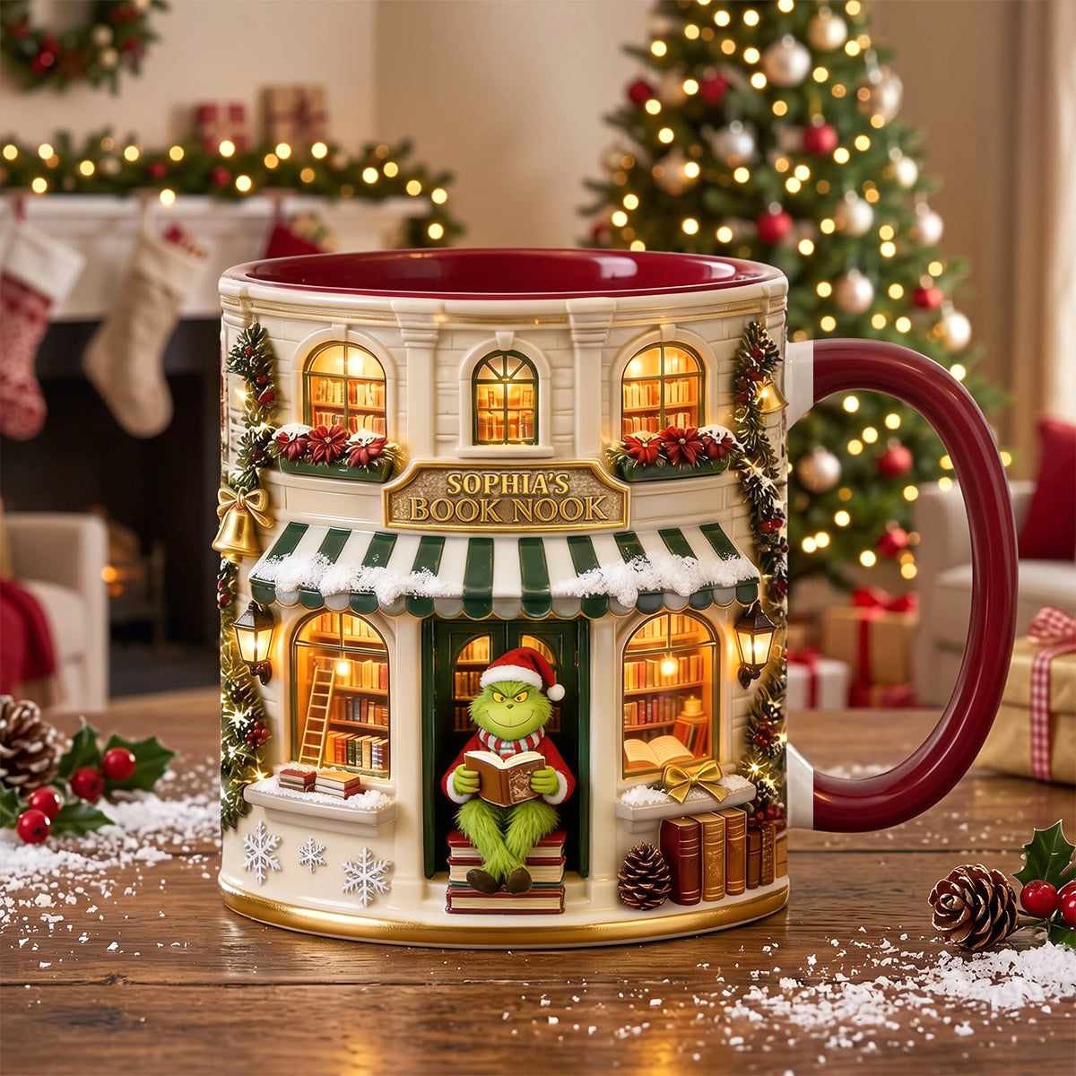 Cozy Winter Bookstore Coffee Mug - Personalized Christmas Gifts For Book Lovers 04pgtn030926-Homacus