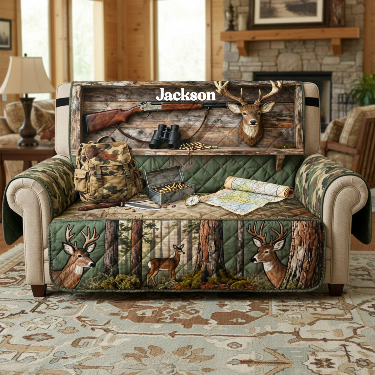 Deer Hunting Quilted Sofa Cover - Personalized Gifts For Hunters 01kimg290126-Homacus