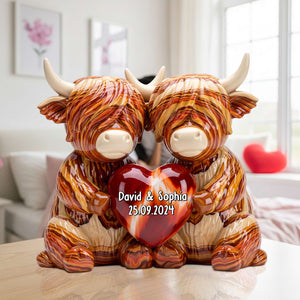 Highland Cow Couple Acrylic Plaque - Personalized Gifts For Couple 03natn190625-Homacus