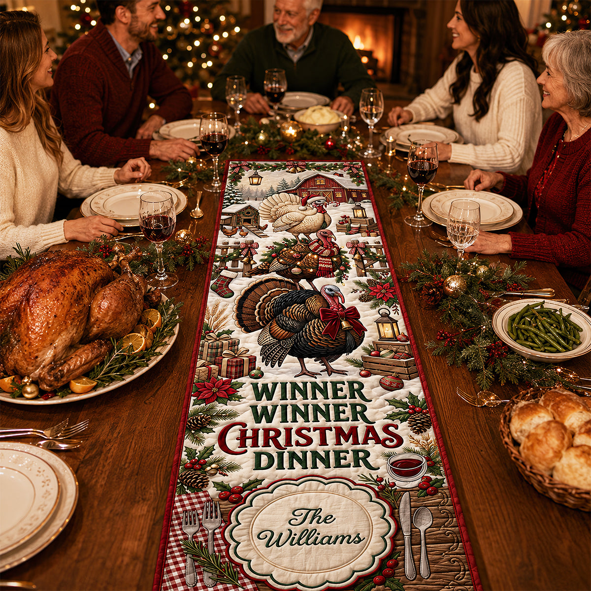 Winner Winner Christmas Dinner Quilted Table Runner - Personalized Christmas Gifts 07padt150826-Homacus