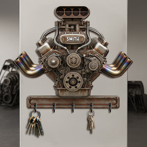 Drag Racing Engine Key Hanger - Personalized Gift For Biker 02NALU270625-Homacus