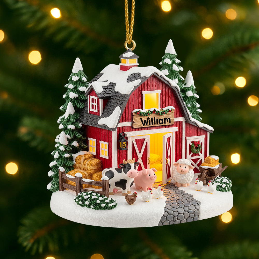 Red Barn Miniature House Acrylic Ornament Personalized Gifts For Farmer 06pgtn090825-Homacus