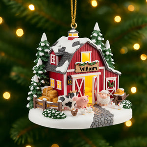 Red Barn Miniature House Acrylic Ornament Personalized Gifts For Farmer 06pgtn090825-Homacus