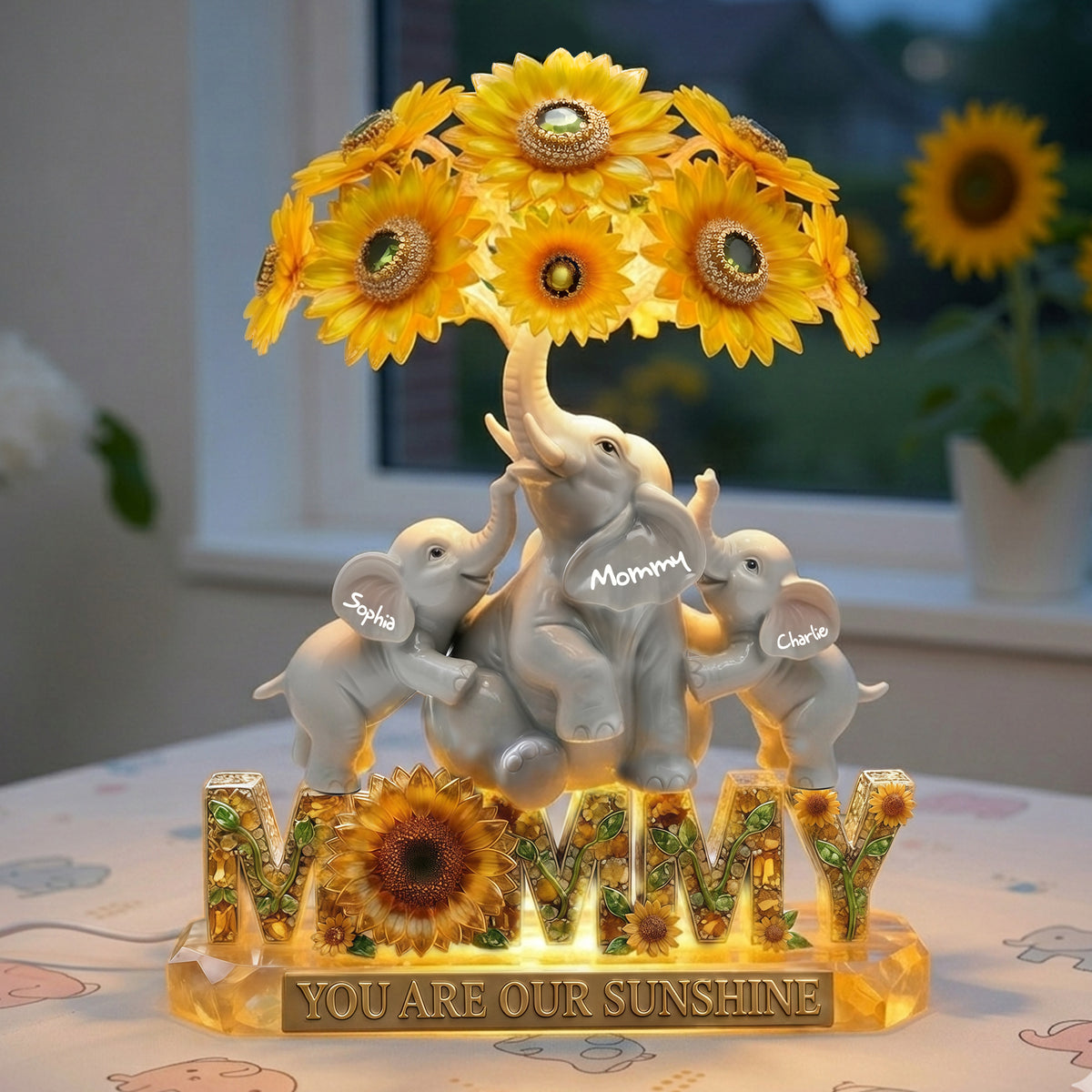 Sunshine Elephant Mom Light Box - Personalized Gift For Moms 03TYLU130426-Homacus