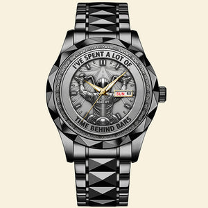 Biker Behind Bars Stainless Steel Men's Watch, Personalized Gifts For Motorcycle Lovers 03qhqn310725-Homacus