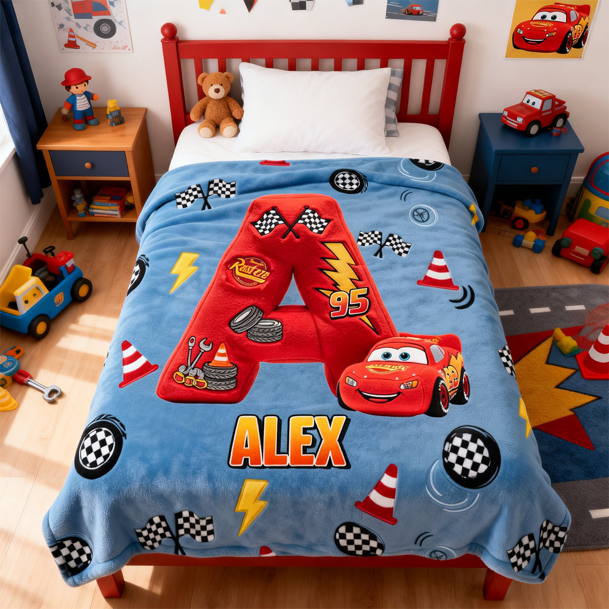 Speed Racer Initial Letter Blanket - Personalized Gift For Kids 02NATN300126-Homacus