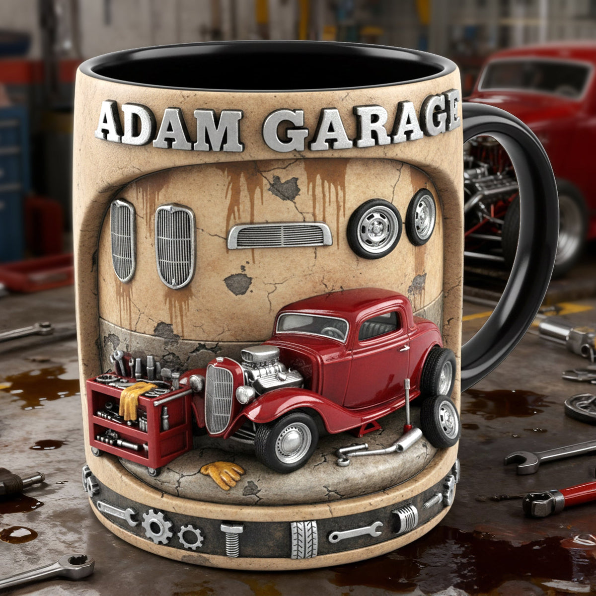 Retro Garage Hot Rod Coffee Mug - Personalized Gift For Hot Rod Lovers 05KILU090126-Homacus