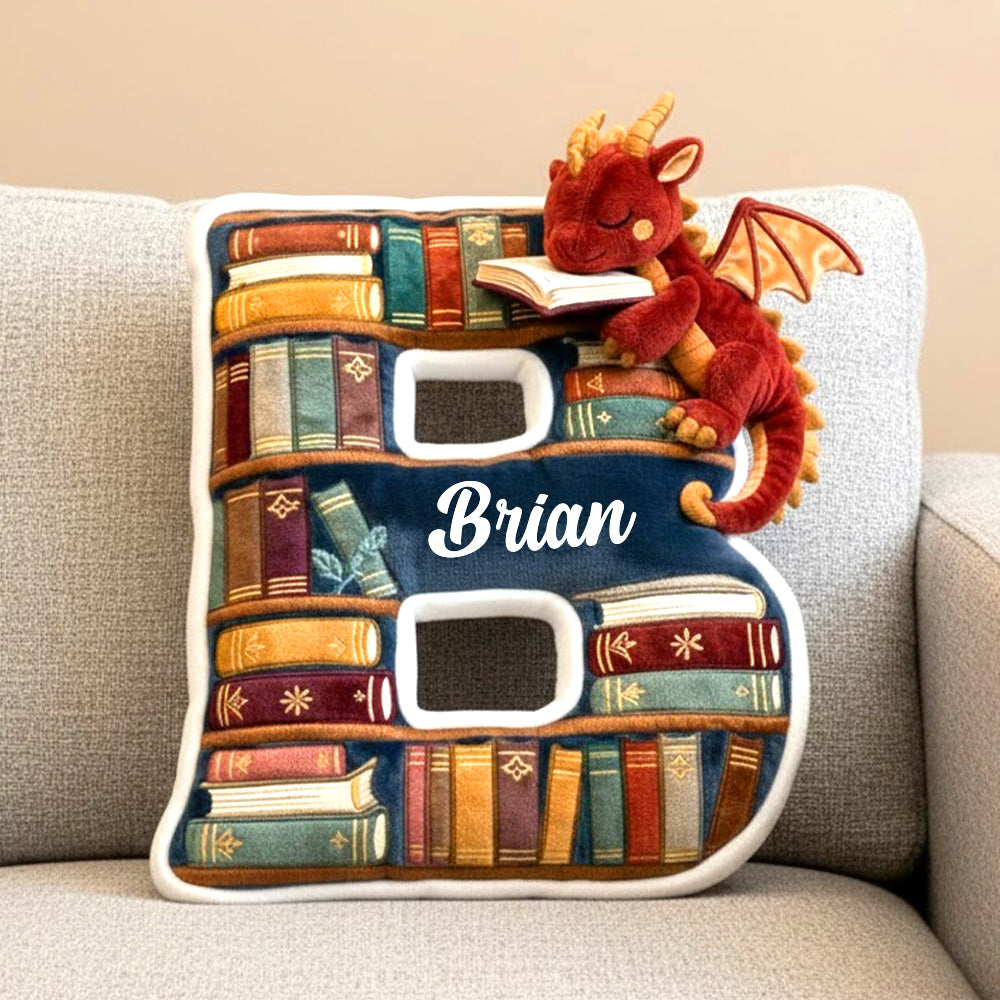 Book Dragon Alphabet Initial Letters Pillow, Personalized Gifts For Book Lovers 05qhtn191125-Homacus