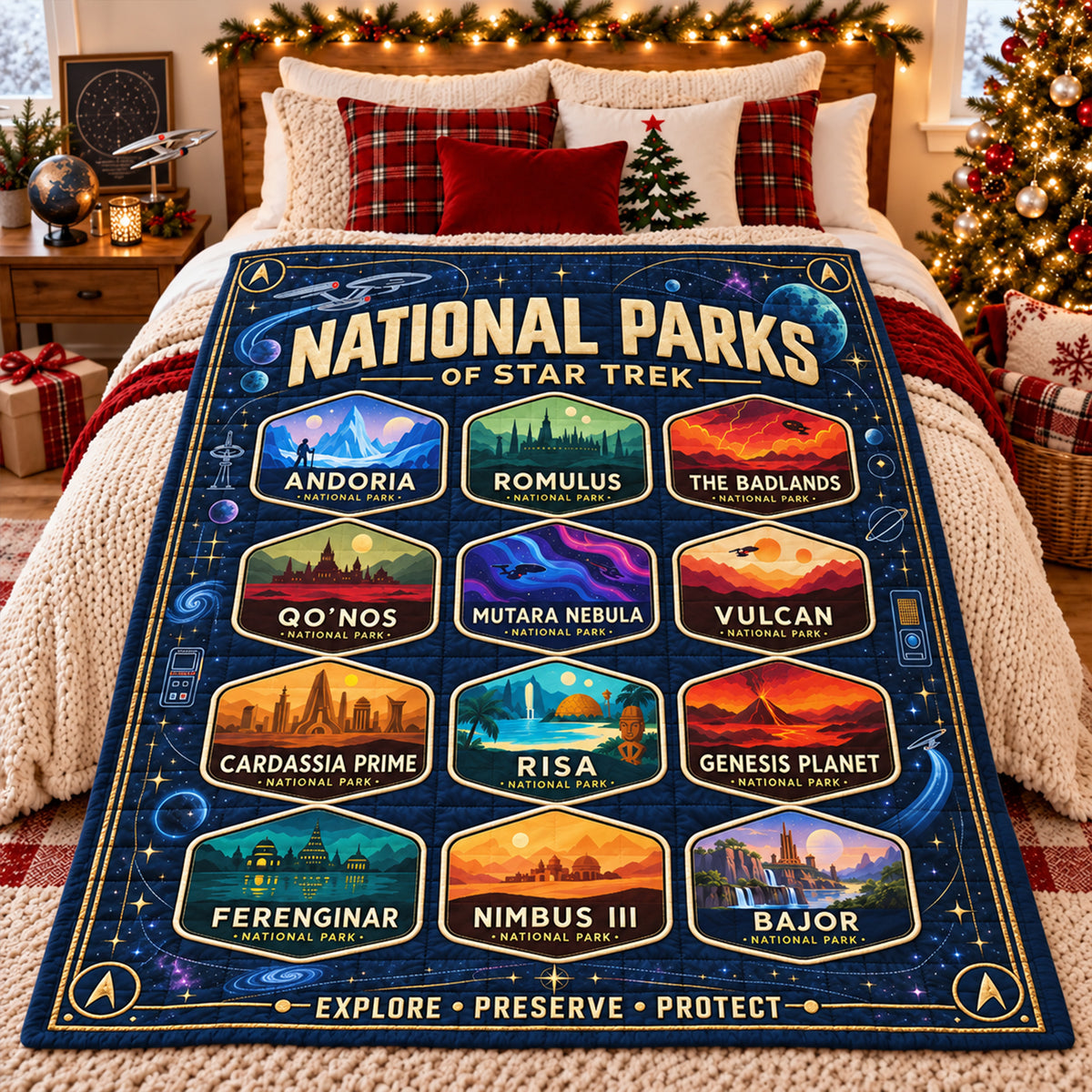Cosmic National Parks Blanket - Personalized Gifts For Sci-Fi Lovers 03naqn061026-Homacus