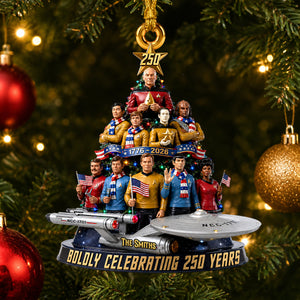 Patriotic Space Adventure Acrylic Ornament - Personalized 250th Anniversary Gift For Family 04TYDH240826
