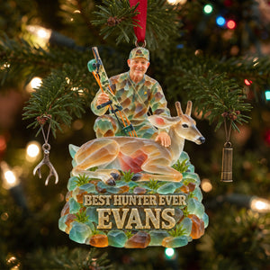Best Hunter Ever Acrylic Ornament - Custom Photo Christmas Gifts For Hunters 03ohlu090926-Homacus