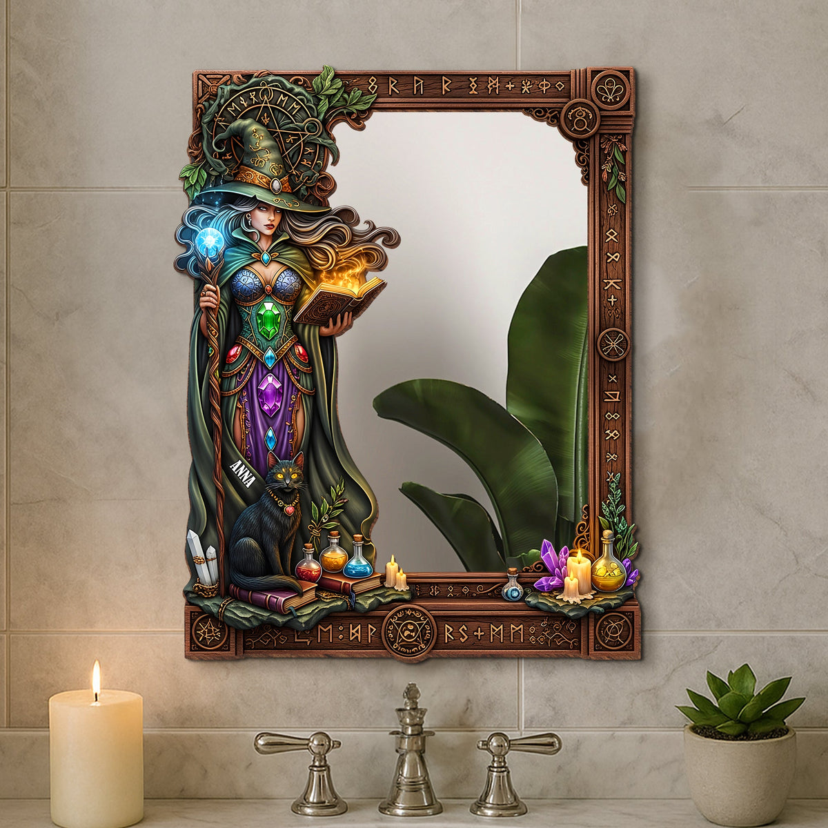 Mysterious Wall Hanging Mirror Personalized Gifts For Witch Lovers 02totn010825-Homacus