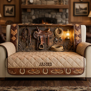 Horse Workshop Sofa Cover - Personalized Gifts For Horse Lover Quilted Sofa Cover 04KITA280126-Homacus