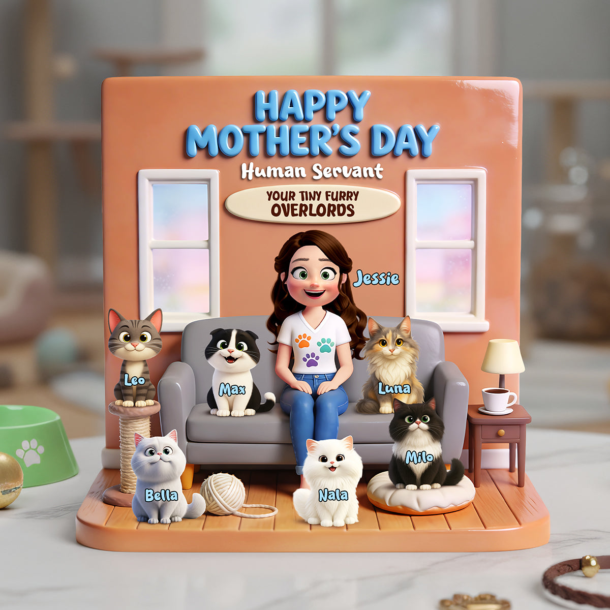 Cat Mom Acrylic Plaque - Personalized Gifts For Cat Lovers 02kita230226-Homacus