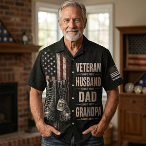 Patriotic Veteran Dad Hawaiian Shirt - Personalized Gifts For Veteran Dads 02huta290526-Homacus