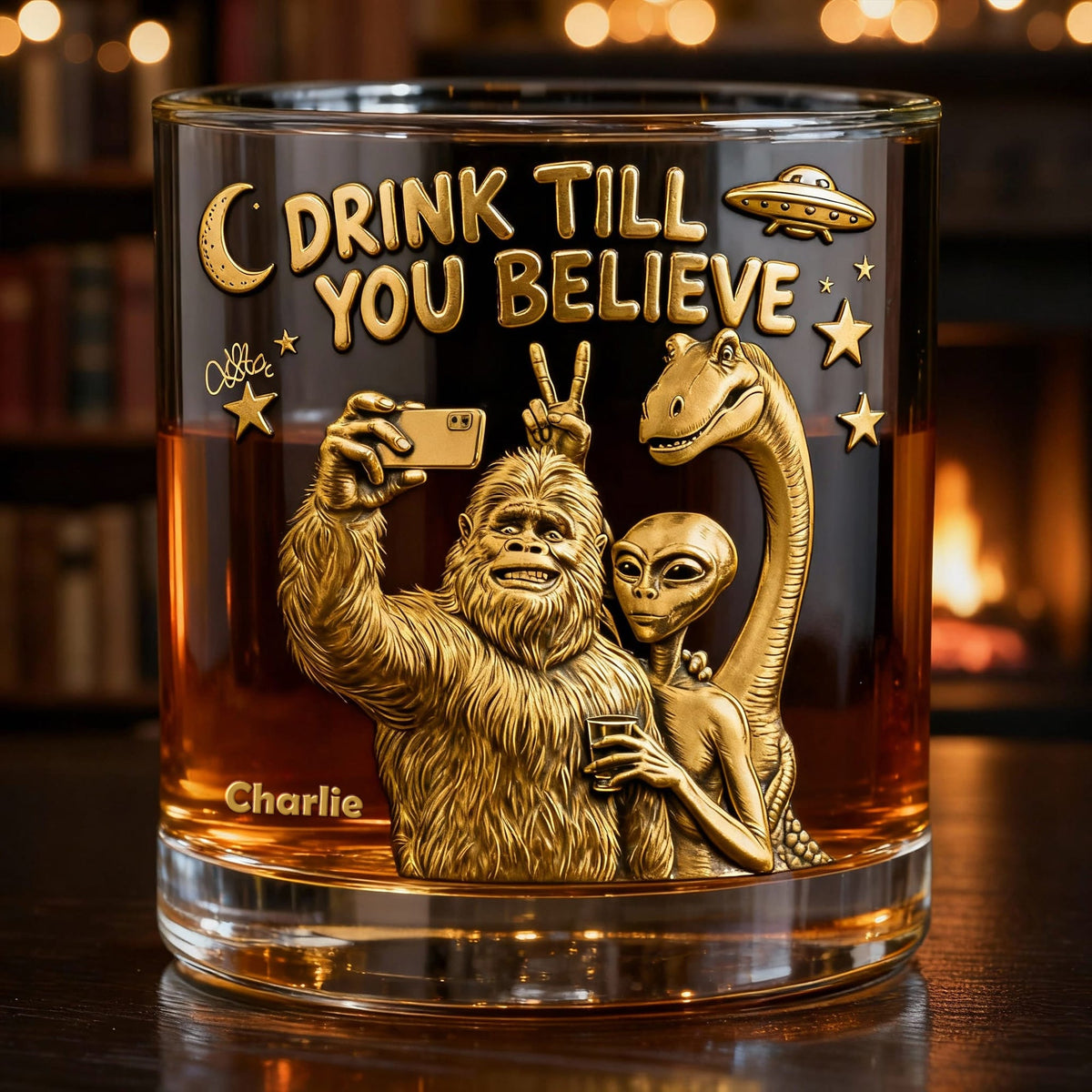 Fun Forest Giant & Friends Selfie Glass - Personalized Gifts For Drinking Lovers & Cryptid Creatures Enthusiasts 02QHLU011225-Homacus