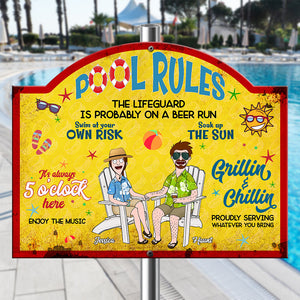 Personalized Gifts For Couples Metal Sign- Summer Pool Rules 01XQLU110225PA-Homacus
