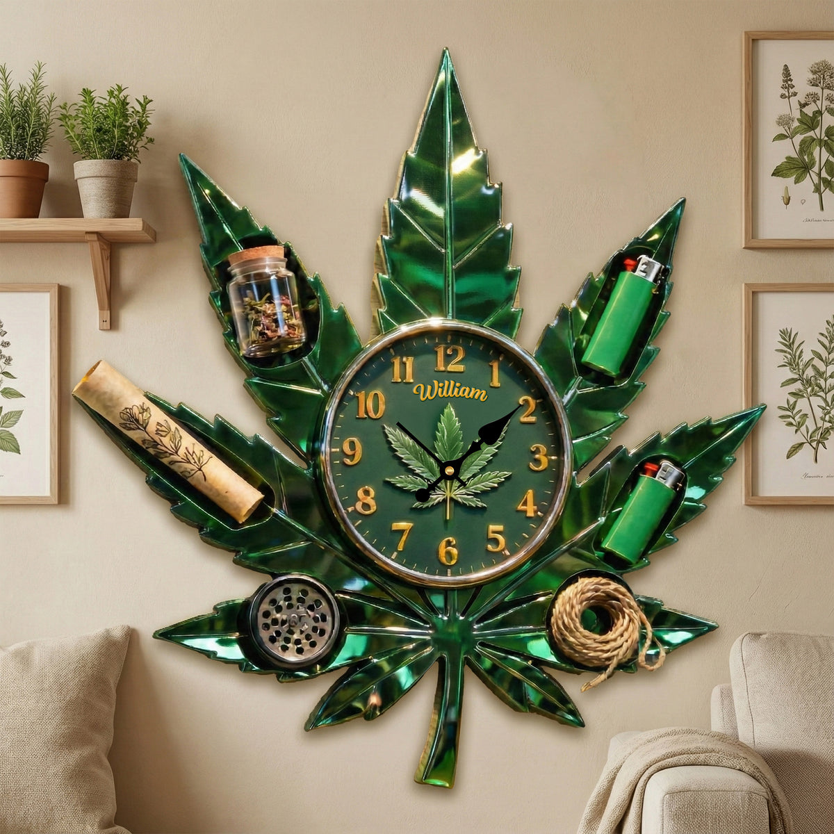 Weed Leaf Hanging Wall Clock - Personalized Gifts For Stoners 02tgmg291225-Homacus