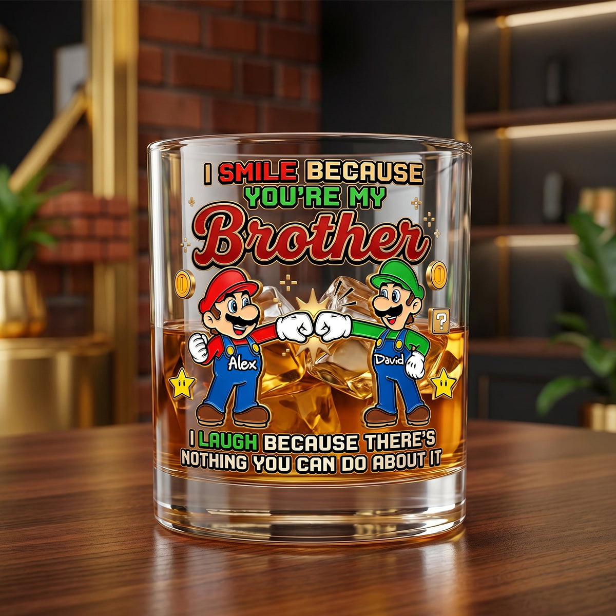 My Brother Best Brotherhood 11oz Round Glass - Personalized Gifts For Brother Glass 02NADH110626-Homacus
