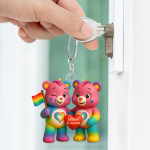 Rainbow Couple Keychain Personalized Gifts For LGBTQ+ Pride 01HUDT150525-Homacus