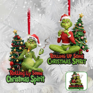 Green Monster Smoker Couple Ornament - Personalized Gift For Couple Christmas Ornament 02HYMG091025-Homacus