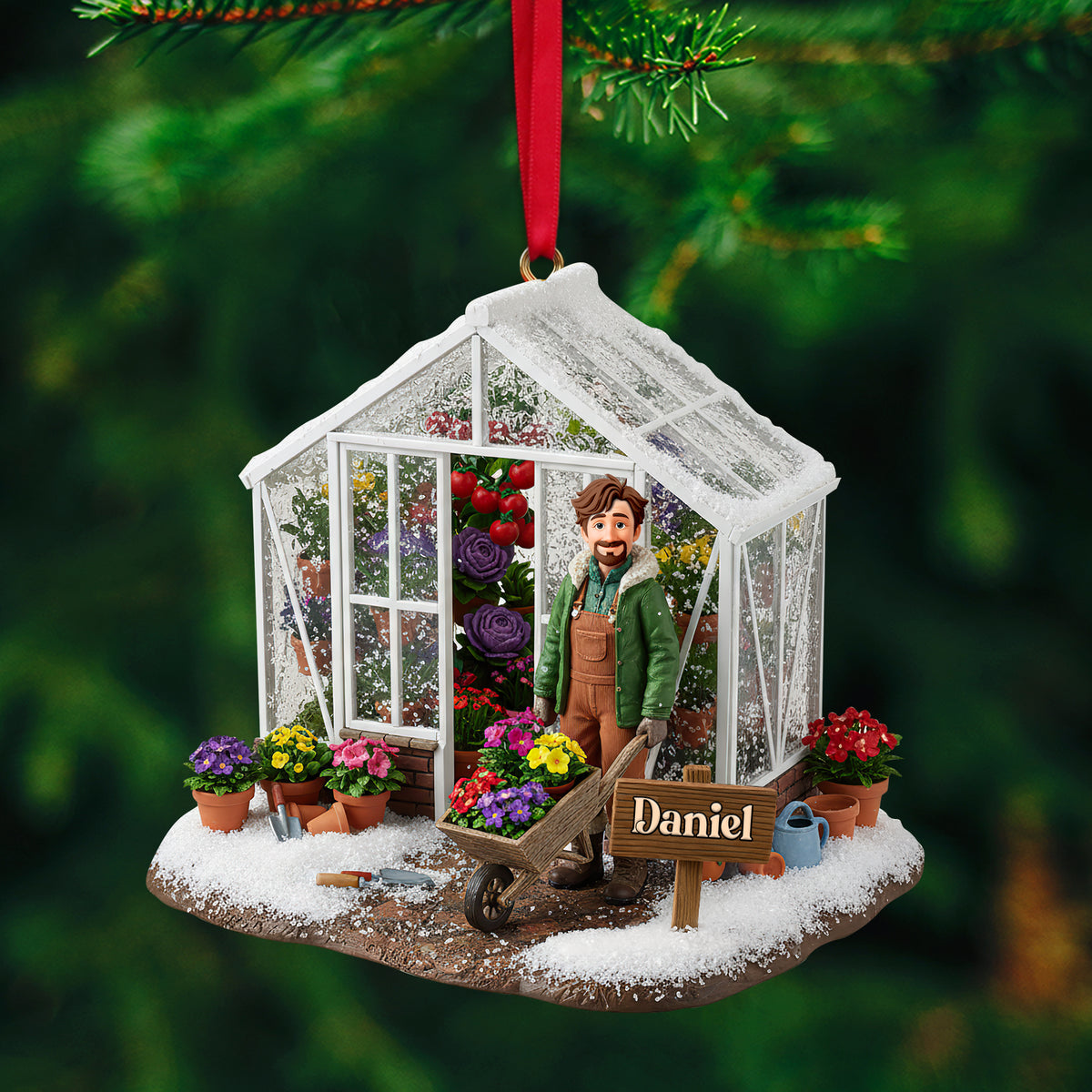 Festive Greenhouse Acrylic Ornament - Personalized Christmas Gift For Gardeners 01HULU240925-Homacus