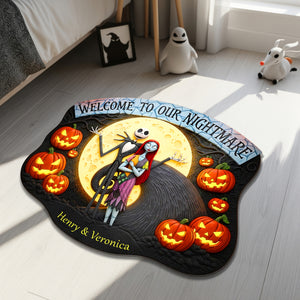 Spooky Couple Custom Shape Doormat - Personalized Gifts For Halloween Couple 01TGMG120825-Homacus
