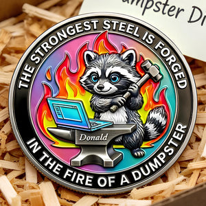 Funny Raccoon At Work Metal Coin - Personalized Gifts For Office Workers 03NADT030326-Homacus