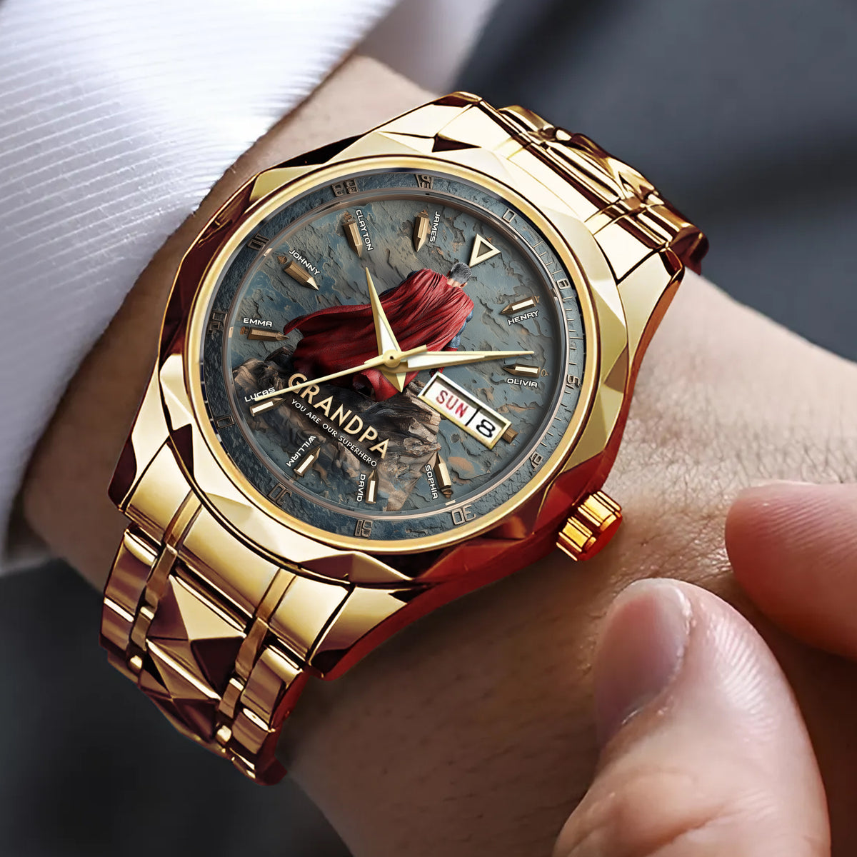 Proud Grandpa Men's Watch Personalized Gifts for Dad 03TGDT290725-Homacus