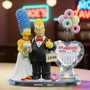 Yellow Cartoon Wedding Couple Plaque - Personalized Gifts For Couple 02nadt050625-Homacus