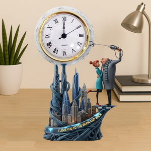 Moon Couple Desk Clock Plaque - Personalized Gifts For Couple 02tgtn050625-Homacus
