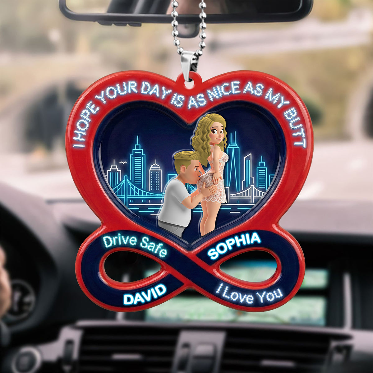 Funny Couple Acrylic Car Visor Clip - Personalized Gifts For Couple 03NATN090226-Homacus