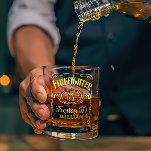 Firefighter Label Whiskey Glass - Personalized Gifts For Firefighter (Retiree & On Duty) 03QHLU070825-Homacus