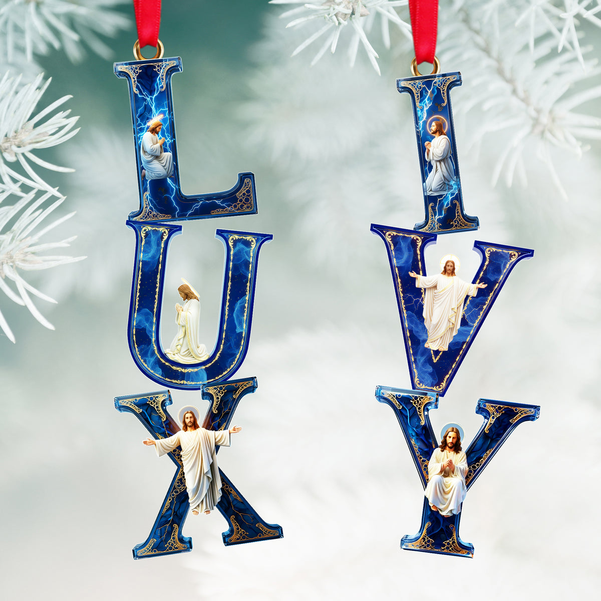 Jesus Alphabet Ornament - Personalized Gift For Christian Christmas Ornament 04HULU281025-Homacus