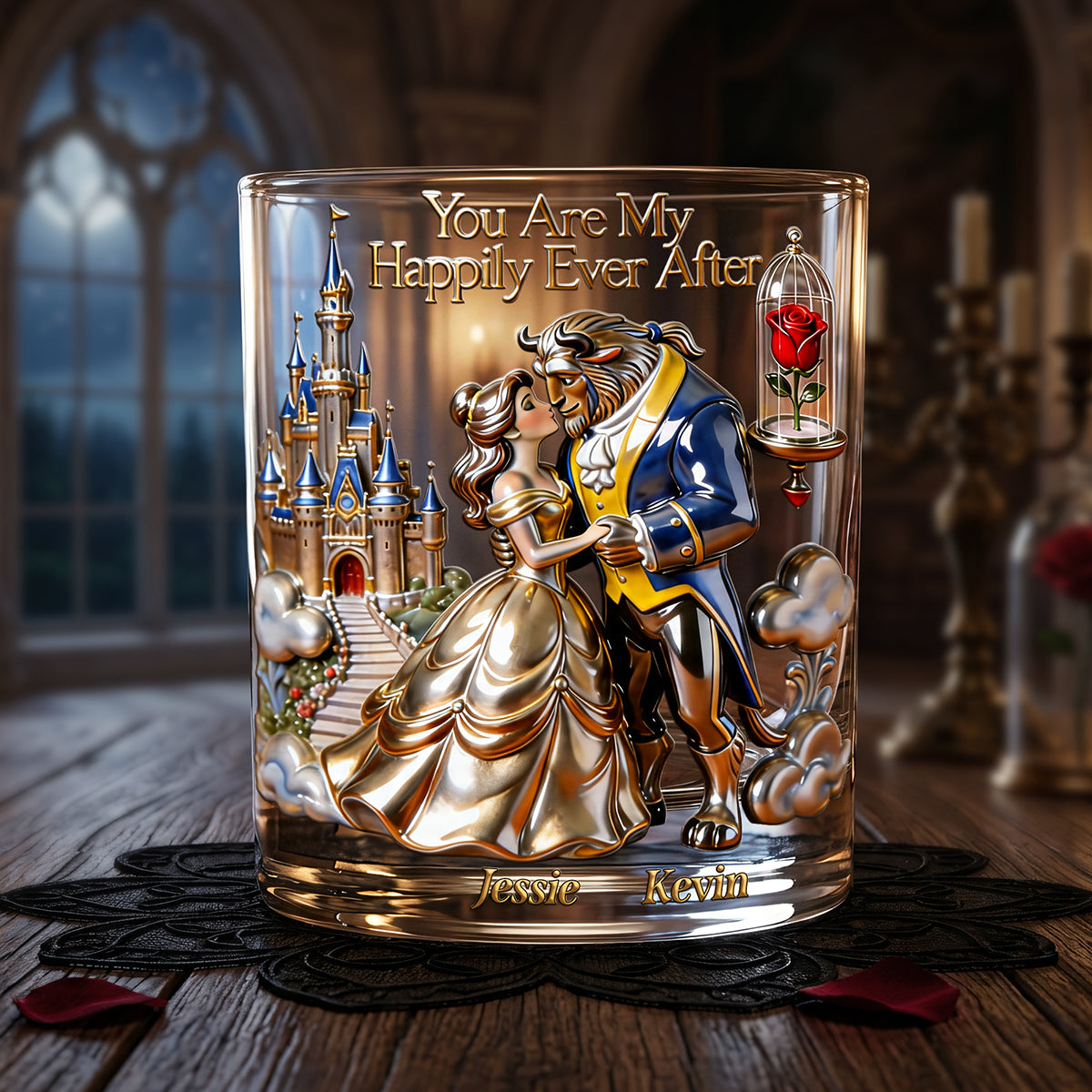 Romantic Couple Round Glass - Personalized Gifts For Couple 02OHTA150626-Homacus