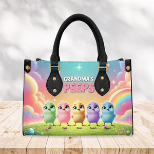Personalized Gifts For Grandma Leather Bag, Easter Day Chick Peeps 012TGMH180325-Homacus