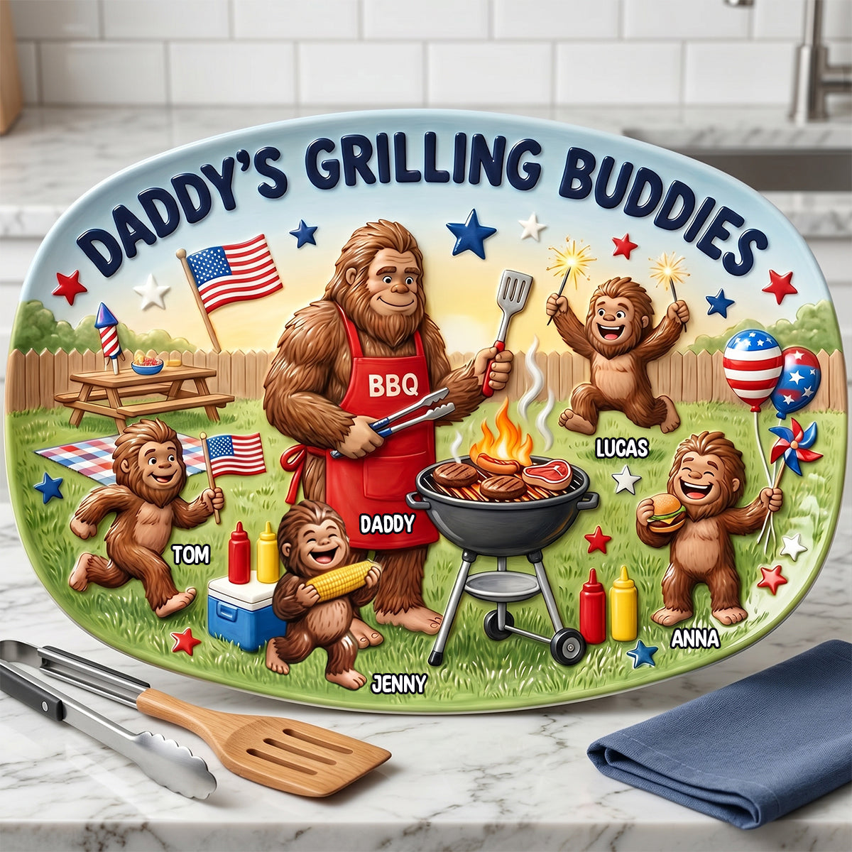 Bigfoot Dad Grilling Plate - Personalized Gifts For Dads 02natn200526-Homacus