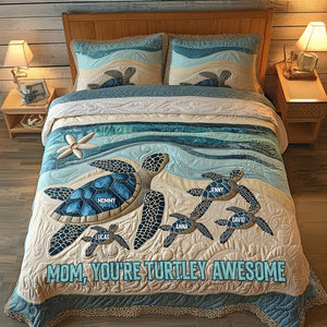 Personalized Gifts For Mom Quilt Bed Set, Turtley Awesome 01tgtn090425-Homacus