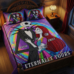 Psychedelic Couple Quilt Bed Set, Personalized Halloween Gifts For Couple 01qhqn090825-Homacus
